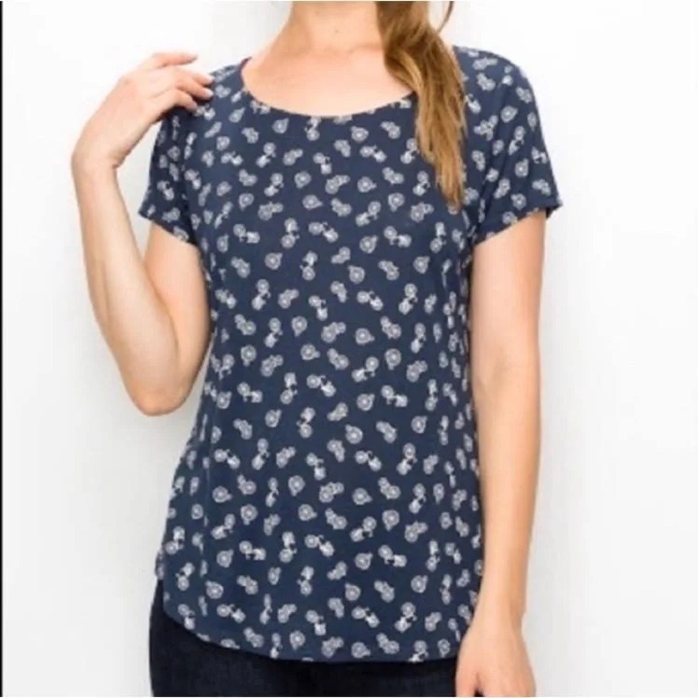 W5 Navy Blue & White Bicycle Graphic Shirt